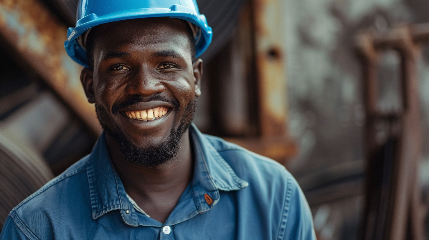 black worker smiling